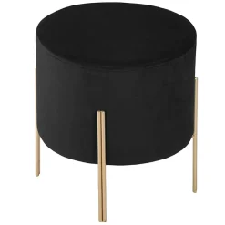 Banqueta BLUSH LIV preta de veludo com pés em metal dourado