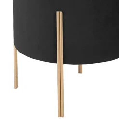 Banqueta BLUSH LIV preta de veludo com pés em metal dourado