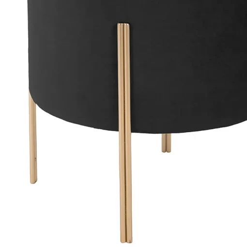 Banqueta BLUSH LIV preta de veludo com pés em metal dourado
