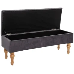 Banqueta dupla com arrumação ELIA cinza em veludo 40x24x104cm