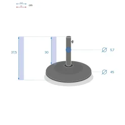 Base para guarda-sol cinza em betão