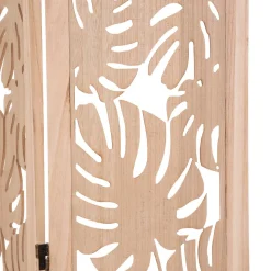 Biombo decorado com folha de palma natural