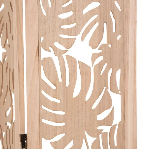Biombo decorado com folha de palma natural