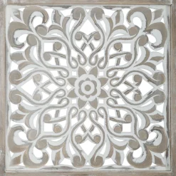 Biombo ETNIK branco com 3 painéis em madeira 169cm