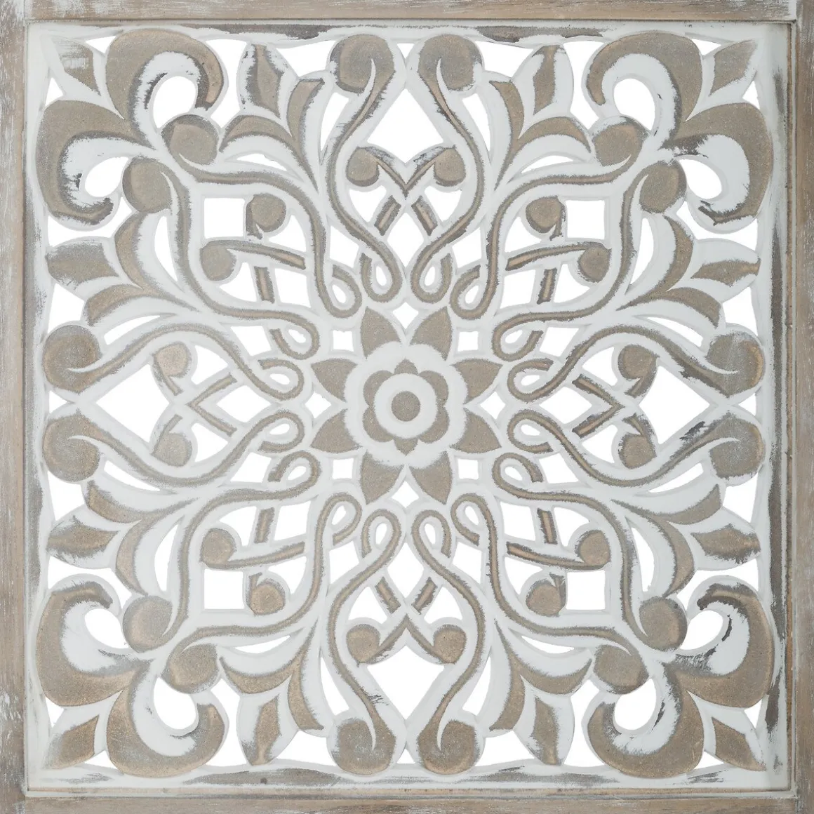 Biombo ETNIK branco com 3 painéis em madeira 169cm