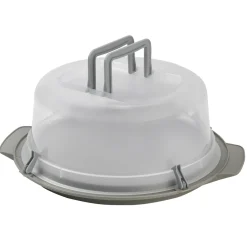Boleira cinza com tampa para transporte 36cm