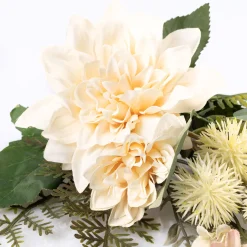 Bouquet artificial de dália com cardos bege 30cm