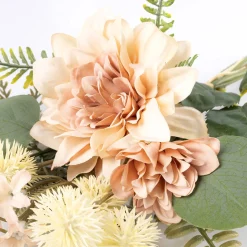Bouquet artificial de dália com cardos rosa claro 30cm