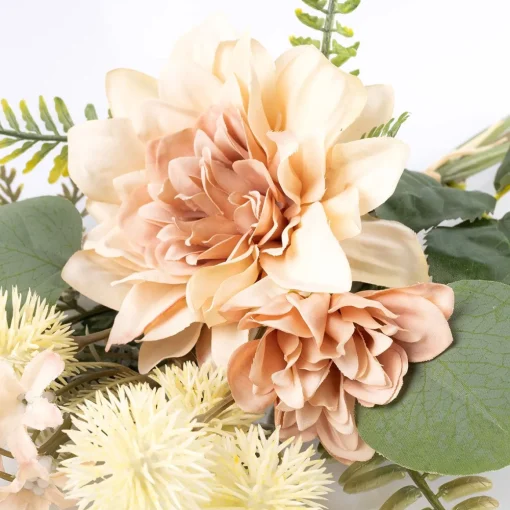 Bouquet artificial de dália com cardos rosa claro 30cm