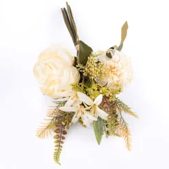 Bouquet artificial de peónia e dália de favos bege 40cm