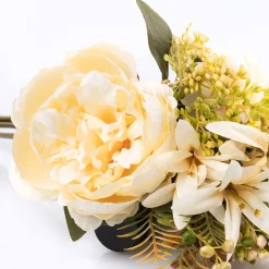 Bouquet artificial de peónia e dália de favos bege 40cm