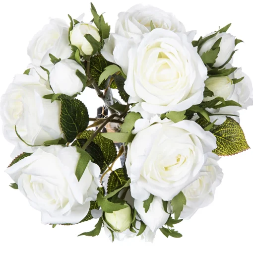 Bouquet com 15 rosas brancas artificial