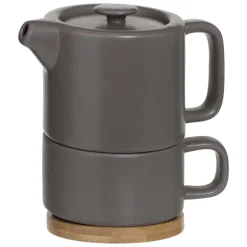 Bule com chávena taupe