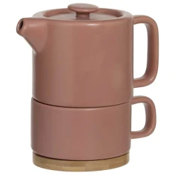 Bule com chávena terracota