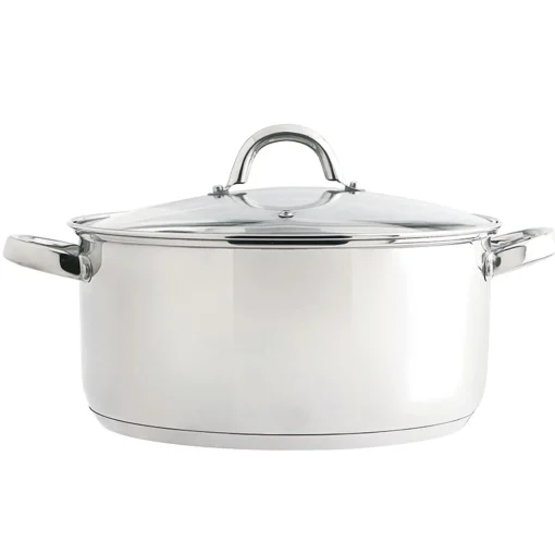 Caçarola em inox com tampa vidro 22cm