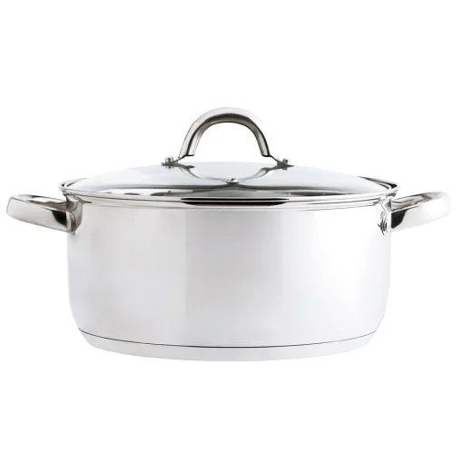 Caçarola em inox com tampa vidro 26cm