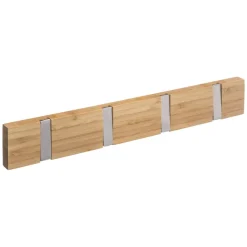 Cabide branco em bambu com 4 ganchos