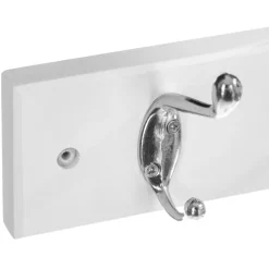 Cabide branco em madeira com 4 ganchos