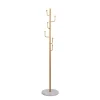 Cabide de pé com 6 ganchos dourado e base em mármore 177cm