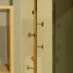 Cabide de pé com 7 ganchos dourado e base em mármore 177cm