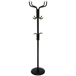 Cabide de pé preto em metal com 11 ganchos