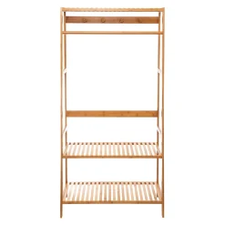 Cabide natural com 2 prateleiras em bambu