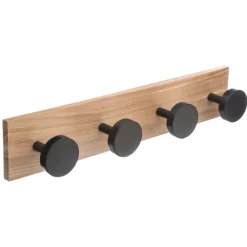 Cabide para porta preto com 4 ganchos