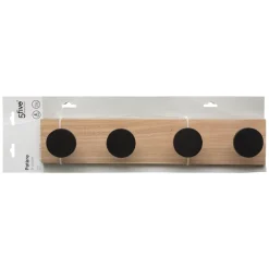Cabide para porta preto com 4 ganchos