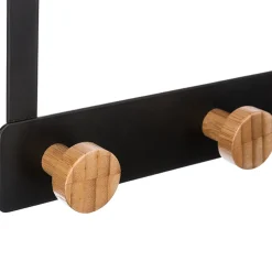 Cabide para porta preto com 3 ganchos em bambu
