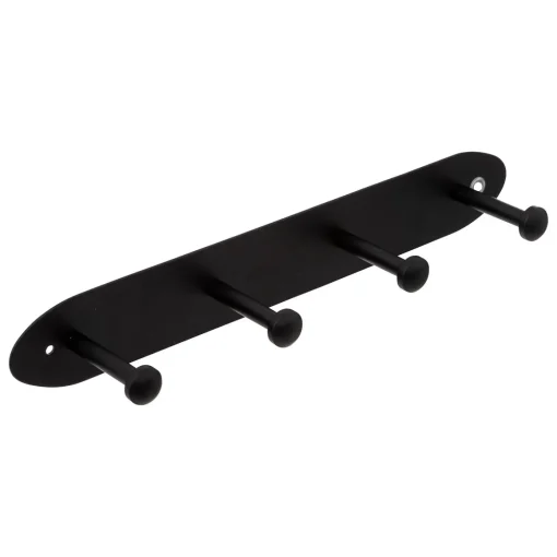 Cabide Preto De Metal Com 4 Ganchos