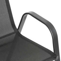 Cadeira cinza antracite em metal e textilene