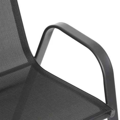 Cadeira cinza antracite em metal e textilene