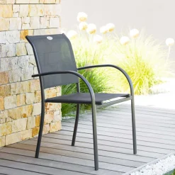 Cadeira com braços PIAZZA cinza antracite e graphite