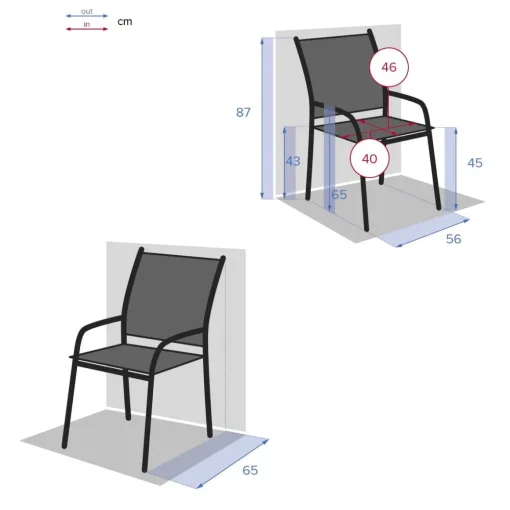 Cadeira com braços PIAZZA cinza antracite e graphite