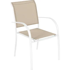 Cadeira com braços PIAZZA linho e branco