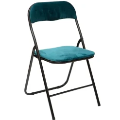 Cadeira dobrável em veludo azul