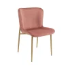 Cadeira Gio Rosa Em Veludo Com Pernas De Metal