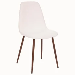 Cadeira ROKA em pelo branco com pernas castanhas