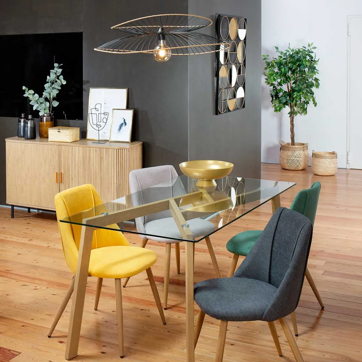 Cadeira SAKURA em tecido cinza escuro