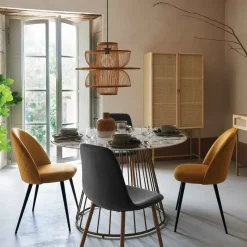 Cadeira SLANO amarela de veludo