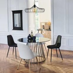 Cadeira SLANO branco em pelo bouclé