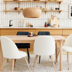 Cadeira SLANO branco em pelo bouclé