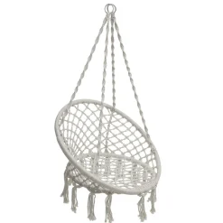Cadeira Suspensa Plumaya Macramé Bege