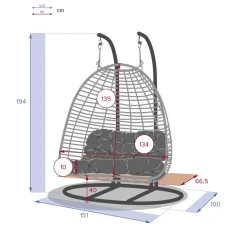 Cadeirão baloiço AJAR em rattan para 2 pessoas