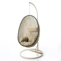 Cadeirão baloiço PORTOFINO branco e taupe