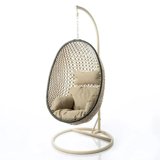Cadeirão baloiço PORTOFINO branco e taupe