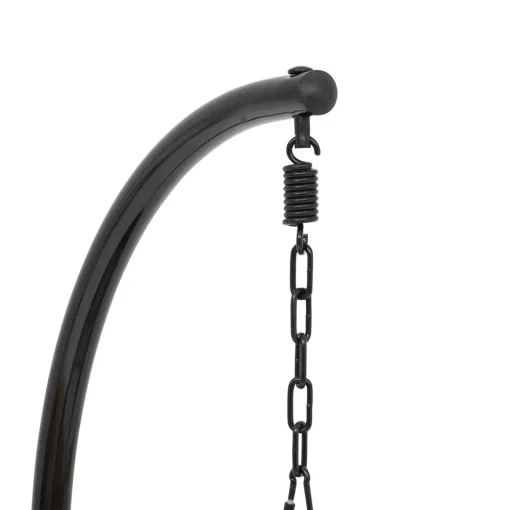 Cadeirão baloiço preto com almofada bege
