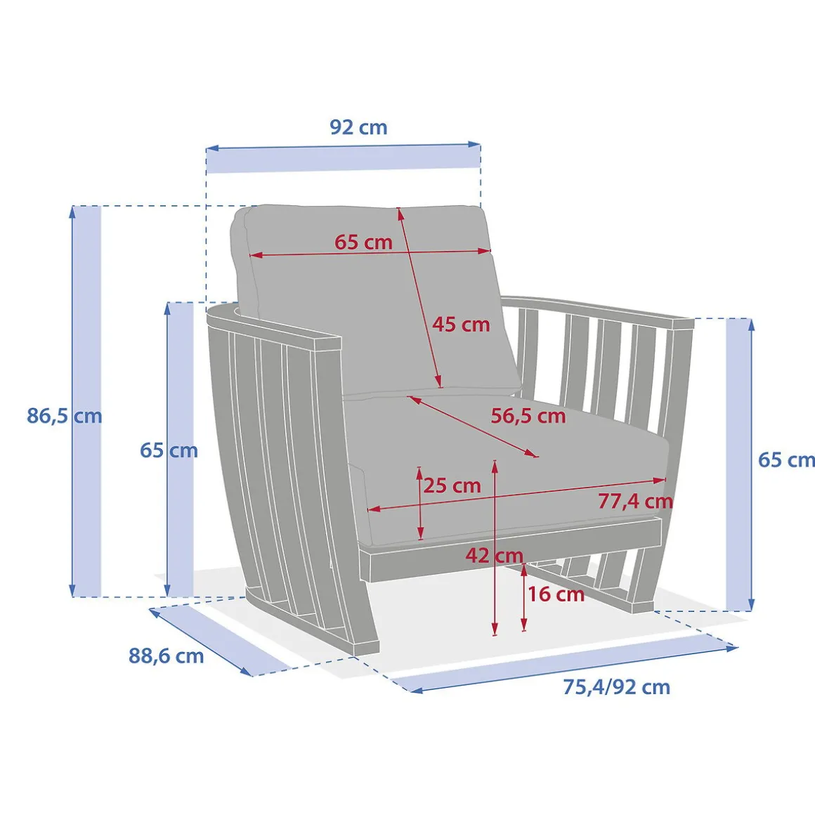Cadeirão LEMINDO em madeira eucalipto