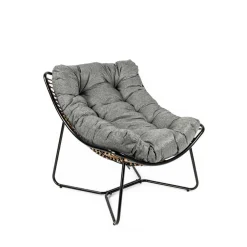 Cadeirão RELAX bubble em metal e rattan com almofada
