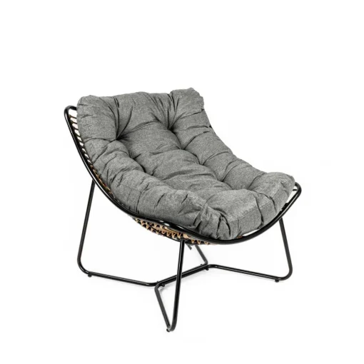 Cadeirão RELAX bubble em metal e rattan com almofada